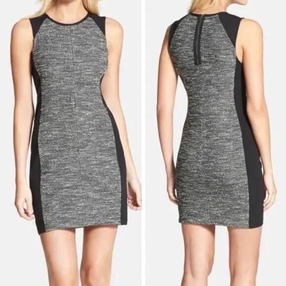 Eileen Fisher Black & White Tweed Panel Sheath Dress Size Large - Picture 1 of 8